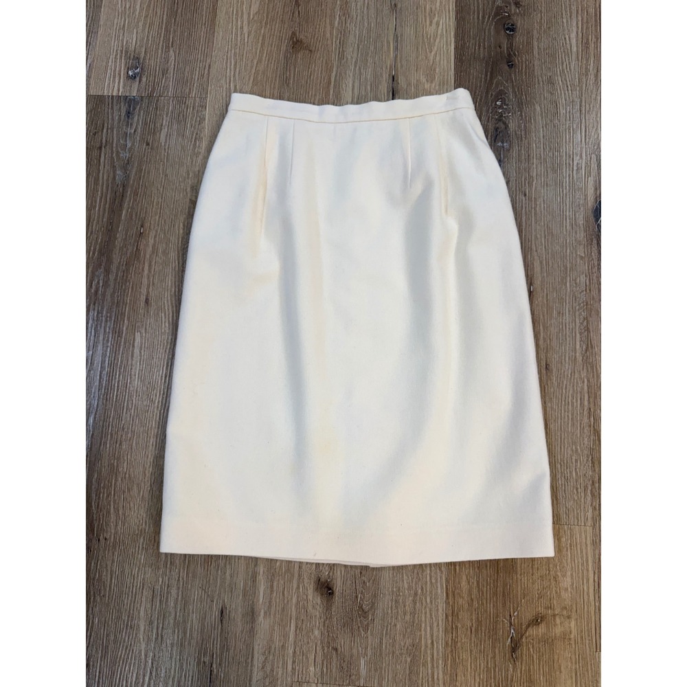 VTG Worthington Old Money Pencil Skirt Women 8P Cream 100% Pure Wool Minimalist